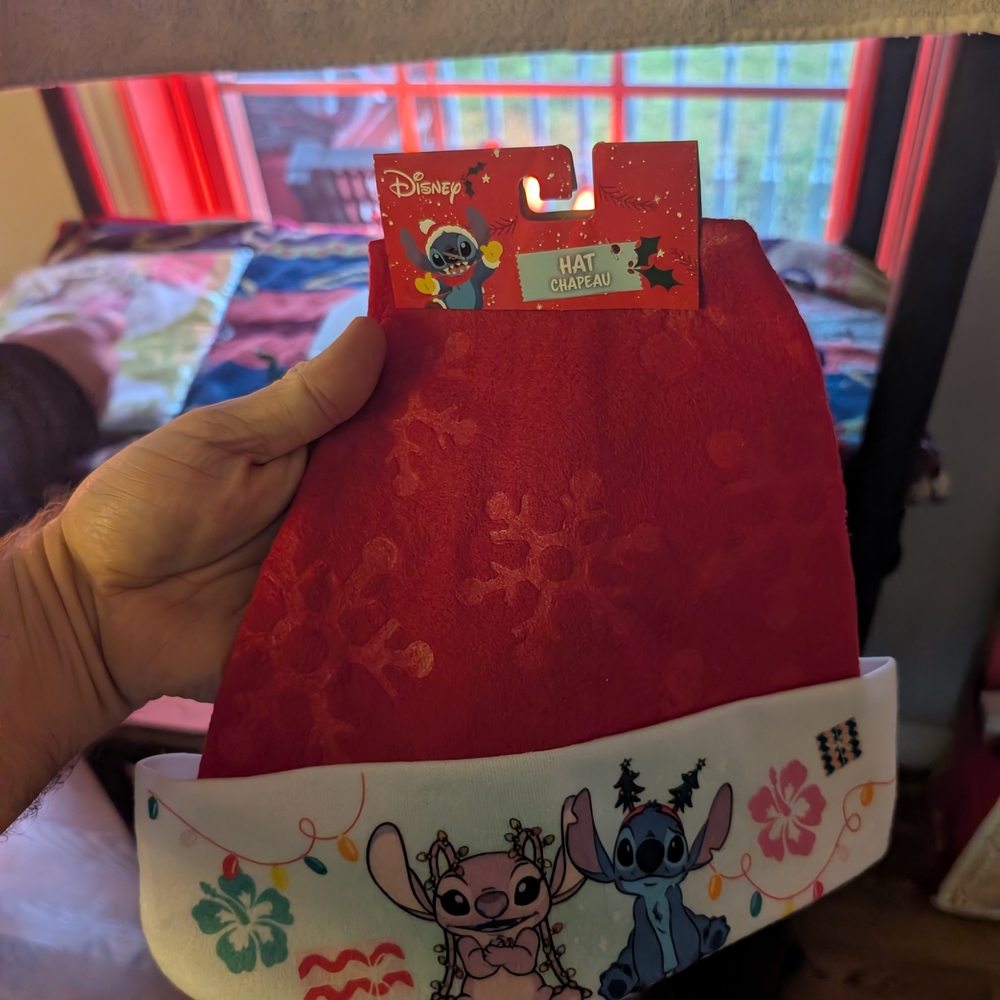 Disney Red and White Hat with Stitch Design